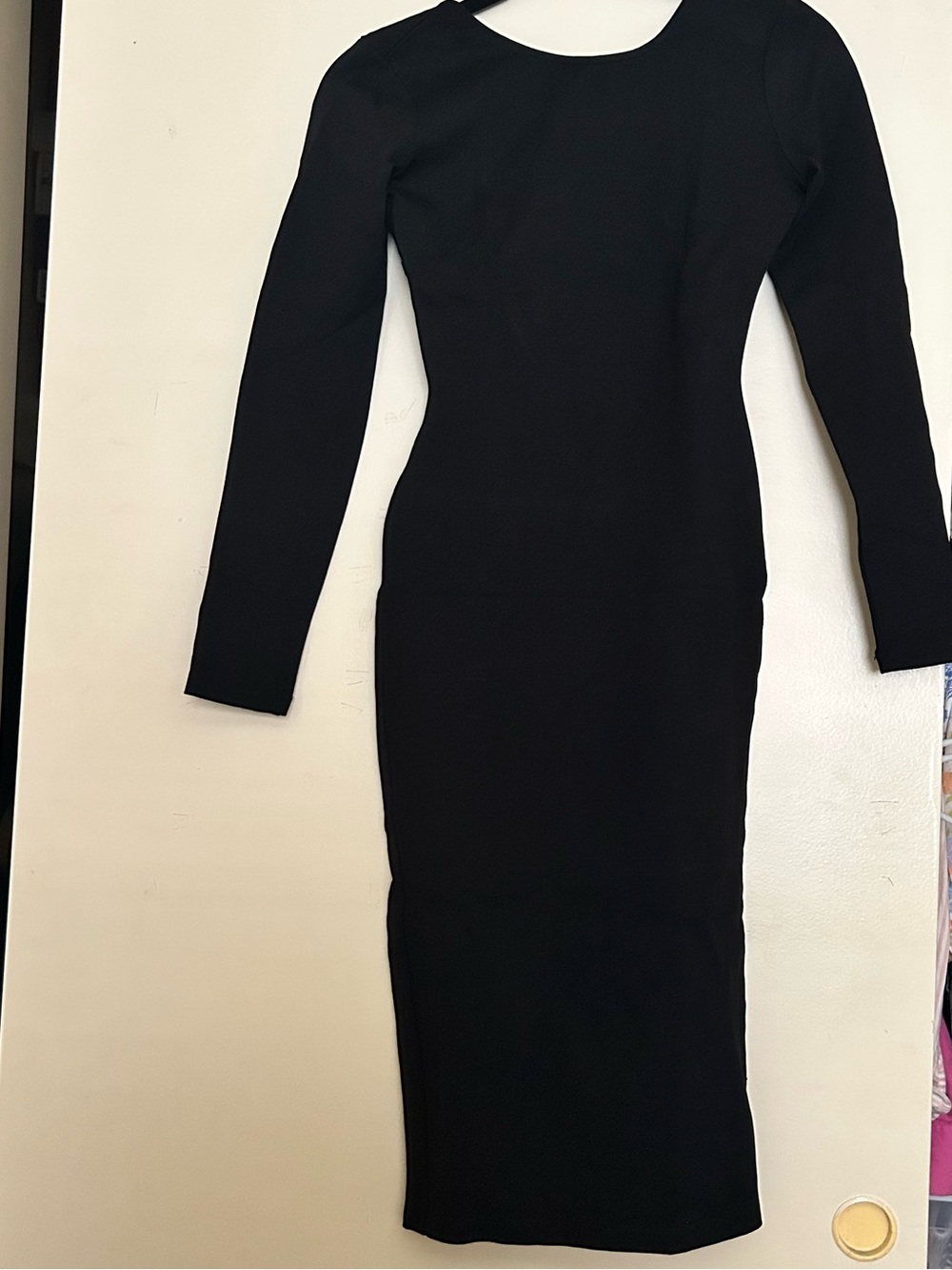 Black Low Back Bodycon Midi Dress
